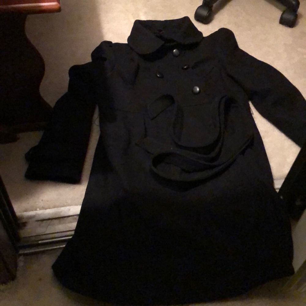 Black maternity pea coat knee-length